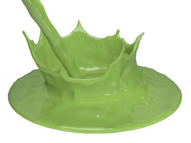 istock Matcha green tea milk latte flow with crown splash, isolated on white, 3D illustration 1078090294