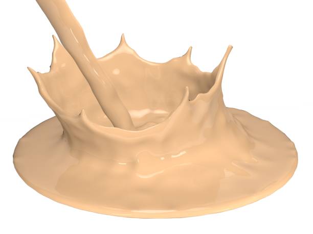 istock Milk tea flow with crown splash, isolated on white, 3D illustration 1078090558