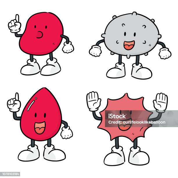 Blood Cells Stock Illustration - Download Image Now - Cartoon, Line Art, White Blood Cell