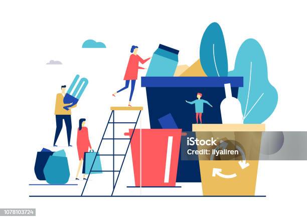 Waste Sorting Flat Design Style Colorful Illustration Stock Illustration - Download Image Now