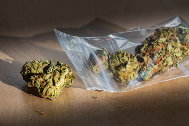 Marijuana in plastic bag some cannabis buds in a plastic bag hashish stock pictures, royalty-free photos & images