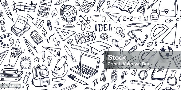 istock Back to school doodle seamless pattern Vector 1078105518