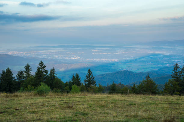 istock Germany, Sunrise over endless black forest valleys and hills from mountain 1078105552