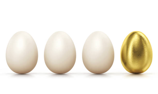 istock One golden egg among usual chicken eggs in row 1078108078