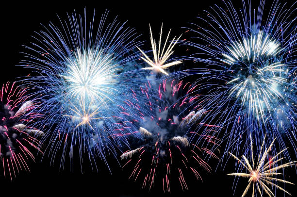 istock Flashes of blue, white and pink fireworks 1078111070