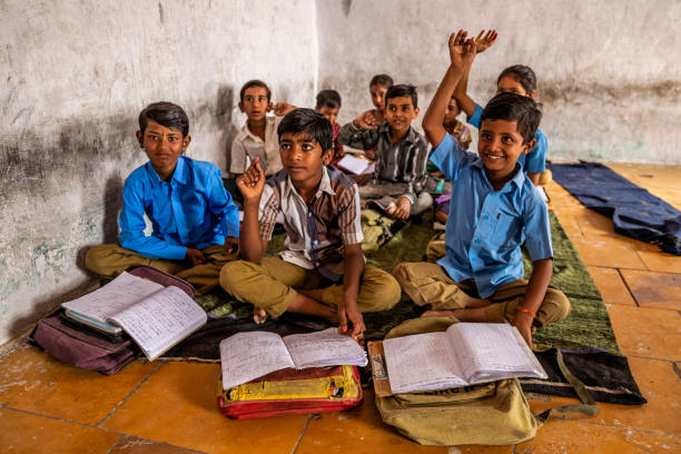 Indian school children in classroom, Rajasthan, India