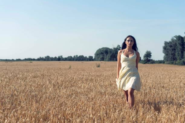 paseo de verano en el campo con una chica - 5949 fotografías e imágenes de stock