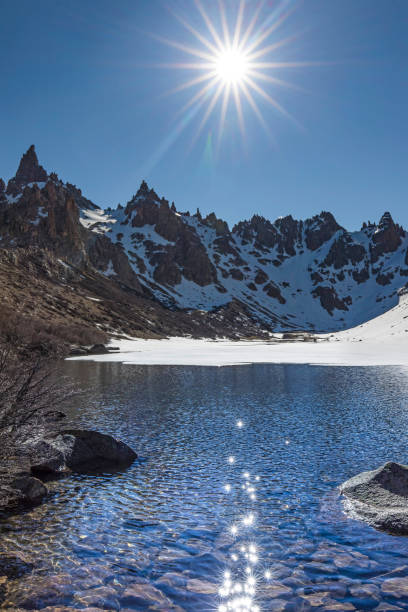 argentina bariloche rio negro patagonia lake toncek near mount catedral - bariloche imagens e fotografias de stock