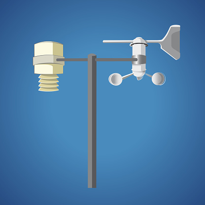 Devices used for measuring wind speed, common weather station instrument. Vector illustration in high resolution.