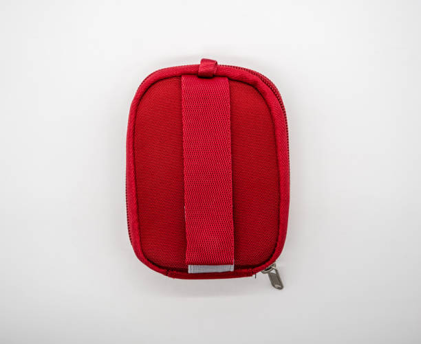 istock Red fabric soft case with zip isolated on white background. 1078129736