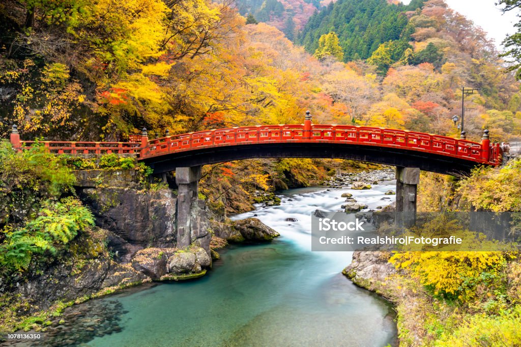 黄色の葉と神橋 - 日光市のロイヤリティフリーストックフォト 黄色の葉と神橋 - 日光市のロイヤリティフリーストックフォト