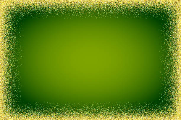 złota ramka z brokatem na zielonym tle - christmas gold green backgrounds stock illustrations