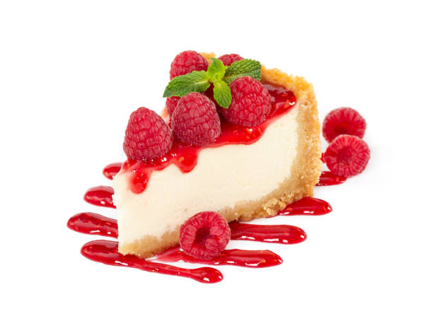 istock Piece of cheesecake with raspberries and mint 1078140390