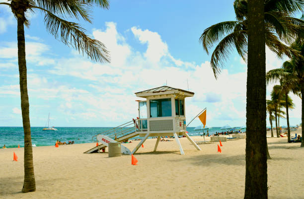 포트 로더데일 비치 인명 구조 역 - fort lauderdale florida beach lifeguard 뉴스 사진 이미지