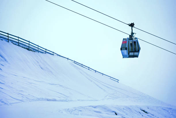 istock Cable car in a ski resort going up. Winter season 1078149050