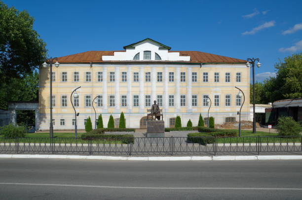 Murom, Vladimir region, Russia - August 18, 2018: Murom historical and art Museum. Monument to V. K. Zvorykin. Installed on July 31, 2013