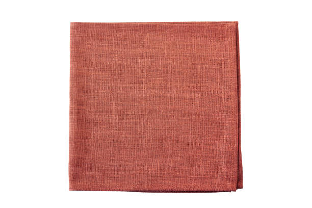 istock Red natural folded textile napkin on white 1078160024