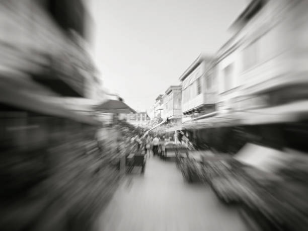 istock Old Tbilisi architecture, windows and balcony exterior decor. Abstract motion blur effect 1078162238