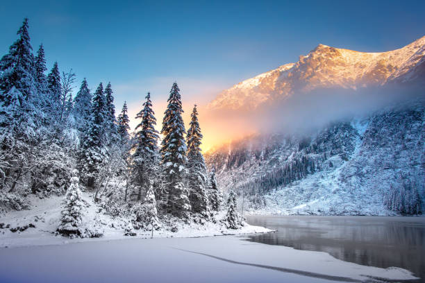 istock Winter mountain landscape at sunrise 1078175414