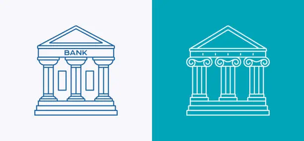 Vector illustration of Bank Government Courthouse Architecture Line Icon