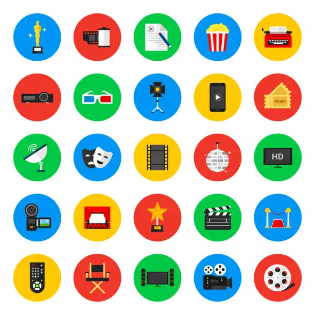 Vector illustration of Multimedia and cinema, collection icons