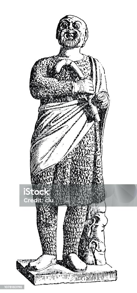 Ancient rome, comedian with mask Illustration from 19th century 19th Century stock illustration