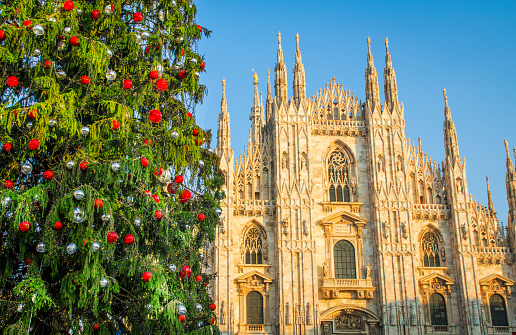 Christmas holiday tree near the Duomo in Milan.Christmas holiday tree near the Duomo in Milan.