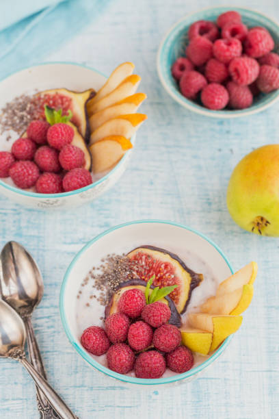 istock Smoothie bowl with fresh fruits, chia seeds, raspberry and fig 1078186260