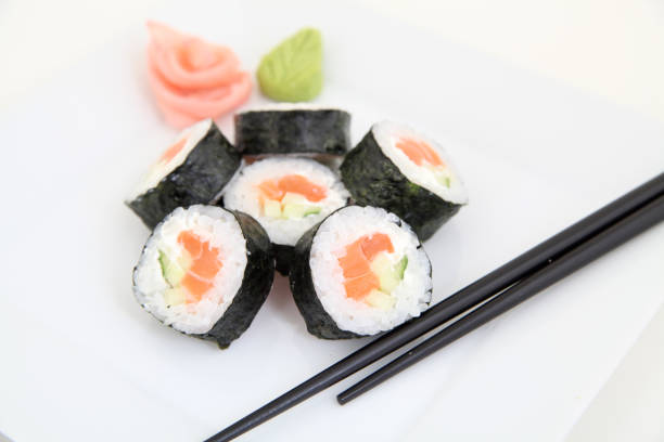 istock Futomaki, salmon. Traditional japanese sushi rolls 1078201998