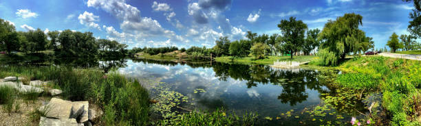 istock Panorama: Marquette Park Lagoon 1078205622