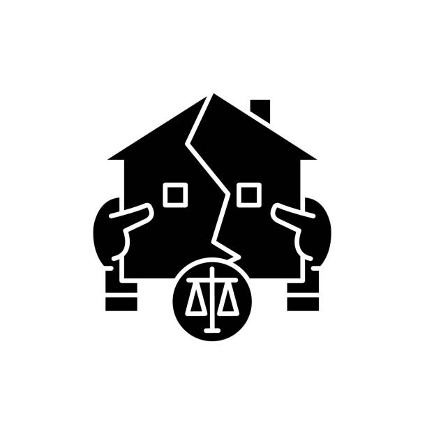 illustrations, cliparts, dessins animés et icônes de icône de l’immobilier de droit noir, vector signe sur fond isolé. symbole de concept immobilier droit, illustration - black background human hand real estate key