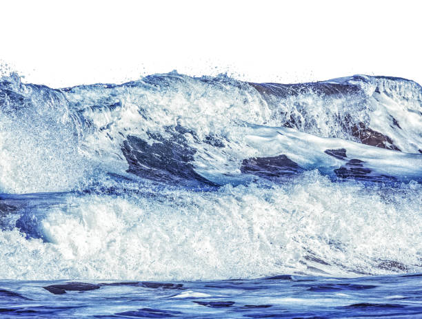 istock Sea waves rolling in with foam isolated on white 1078208306