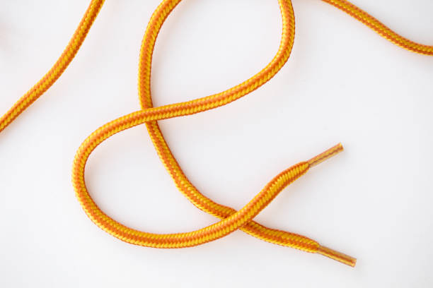 Shoe Laces for Boots Shoelaces or boot laces from work boots on a white background lace fastener photos stock pictures, royalty-free photos & images