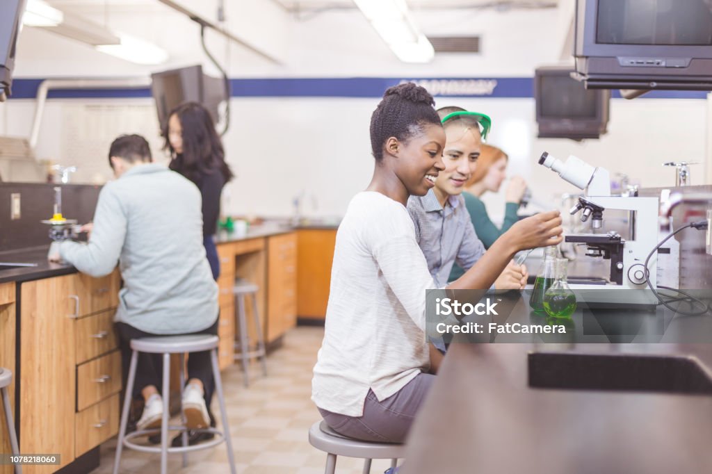 College Students In Lab Two College Students Doing Experiment In The Science Lab Stock Photo ...