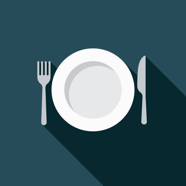 ilustrações de stock, clip art, desenhos animados e ícones de dieting weight loss flat design icon - table knife illustrations