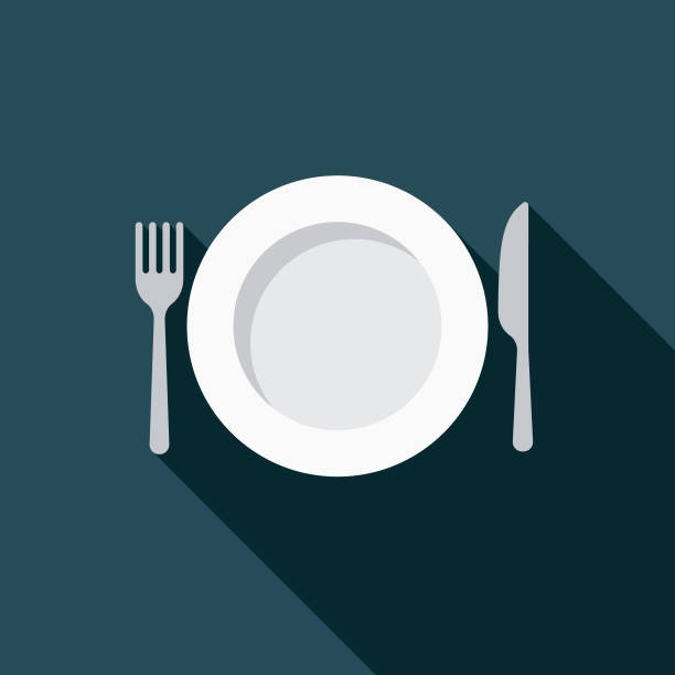 Dieting Weight Loss Flat Design Icon A flat design styled icon with a long side shadow. Color swatches are global so it’s easy to edit and change the colors. clip art of a forks stock illustrations