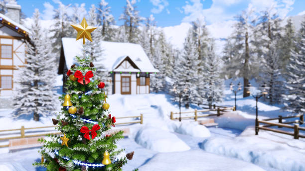 istock Outdoors decorated Christmas tree at winter day 1078220896