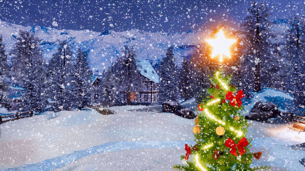 istock Decorated Christmas tree at winter night Close-up 1078221400
