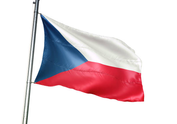 istock Czech republic flag waving isolated on white background realistic 3d illustration 1078226094