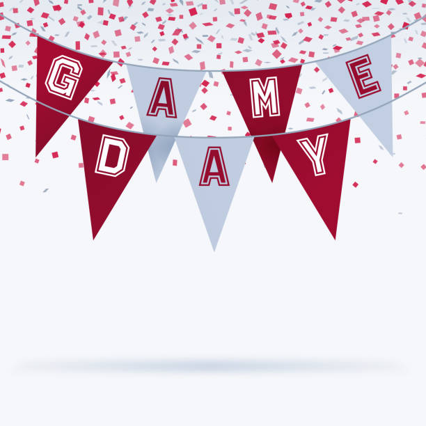 Game Day Bunting Sports Celebration Background Game day sports football bunting background. alabama football stock illustrations