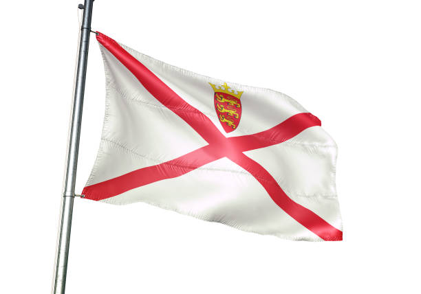 istock Jersey flag waving isolated on white background realistic 3d illustration 1078229098