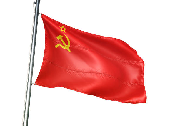 istock Soviet Union flag waving isolated on white background realistic 1078231470