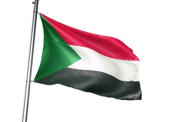 istock Sudan, sudanese flag waving isolated on white background realistic 1078233646