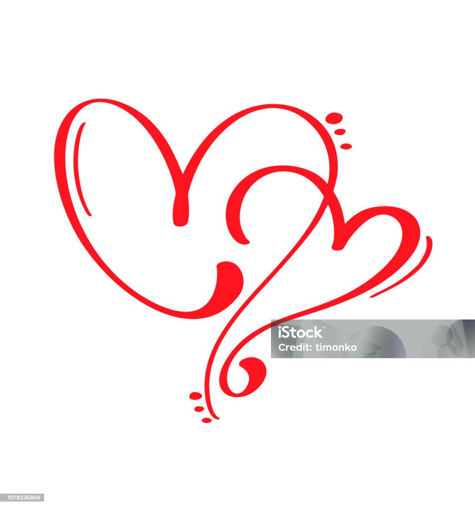 Couple Red Vector Valentines Day Hand Drawn Calligraphic two Hearts. Holiday Design element valentine. Icon love decor for web, wedding and print. Isolated Calligraphy lettering illustration Couple Red Vector Valentines Day Hand Drawn Calligraphic two Hearts. Holiday Design element valentine. Icon love decor for web, wedding and print. Isolated Calligraphy lettering illustration. Heart Shape stock vector
