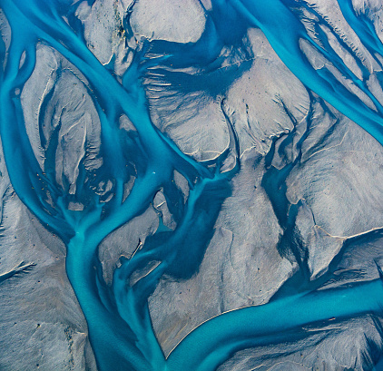 Amazing braided rivers in New Zealand from a plane