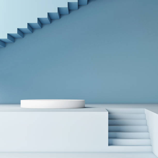istock Abstract interior composition with winner podium and staircase 1078241534