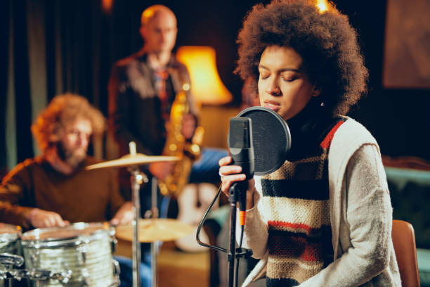 istock Mixed race woman singing. 1078244158