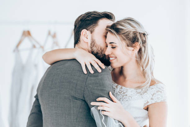 istock Beautiful portrait model wedding couple 1078252368