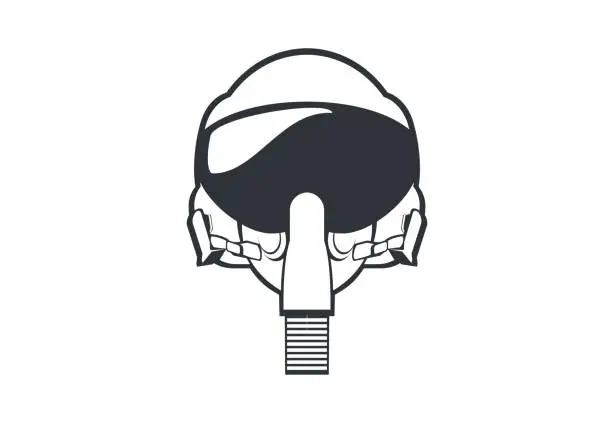 Vector illustration of jet fighter pilot helmet simple line art illustration