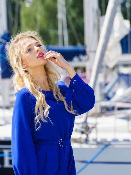 istock Fashion model wearing blue jumpsuit 1078254326